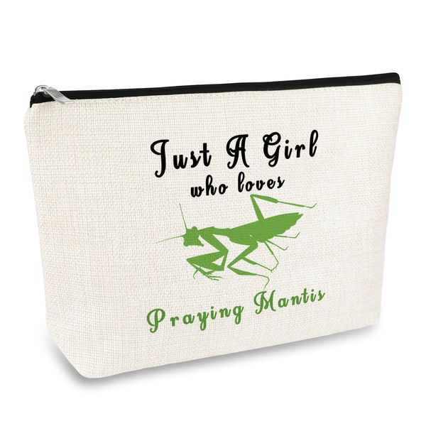 Praying Mantis Gift Cosmetic Bag Bug Insect Lover Gift Praying Mantis Lover Gift Makeup Bag Animal Lover Gift for Women Girls Best Friend Daughter Sister Christmas Birthday Gifts Travel Pouch