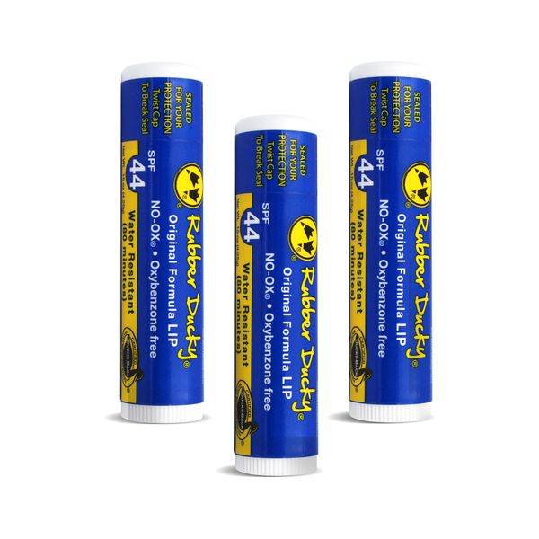 Rubber Ducky - SPF 44 Lip Balm - Moisturizing Vitamin E Sunscreen For Lips - All Season Broad Spectrum UV Protection - Waterproof 80 Minutes - NO-OX Protectant - Clear - Vanilla - 3 Pack