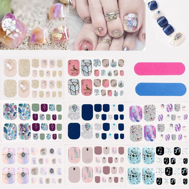 F613-8-C) Nail Stickers, Set of 8, 3D Feel, No Damage Gel, For Hands, Nail Art, Gel Nails, Just Stick On, Nail Wrap, Popular, Cute, Popular, Nail Stickers, Women's, Stylish, Advanced Nail Wrap