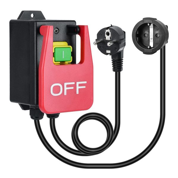 220 V Single-Phase On/Off Switch, briidea Safety Switch, Zero Voltage Switch with Socket, Machine Switch for Quick Off of Milling Table and Other Electrical Devices