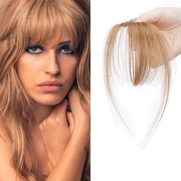 SEGO Pony Haarteil Fringe Clip On In Front Hair Echthaar One Piece Extension Verlängerung 100% Remy Human Haar Hellbraun #6 3 g