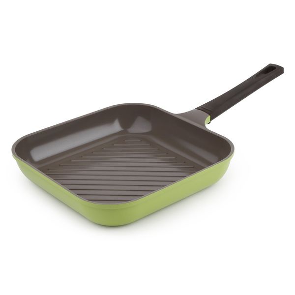 Neoflam 11" Ceramic Nonstick Square Grill Pan, Avocado Green