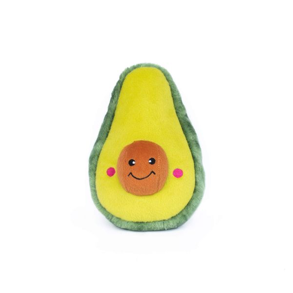 ZippyPaws NomNomz Plush Dog Toy, Stuffed Toy with Round Squeakers and Crinkles, Cute Food Character, Avocado