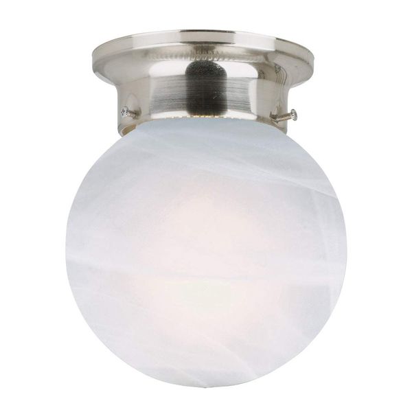 Design House 511592 Millbridge Traditional 1-Light Indoor Flush Mount Ceiling Light Dimmable Alabaster Glass for Bedroom Dining Room Kitchen, Satin Nickel