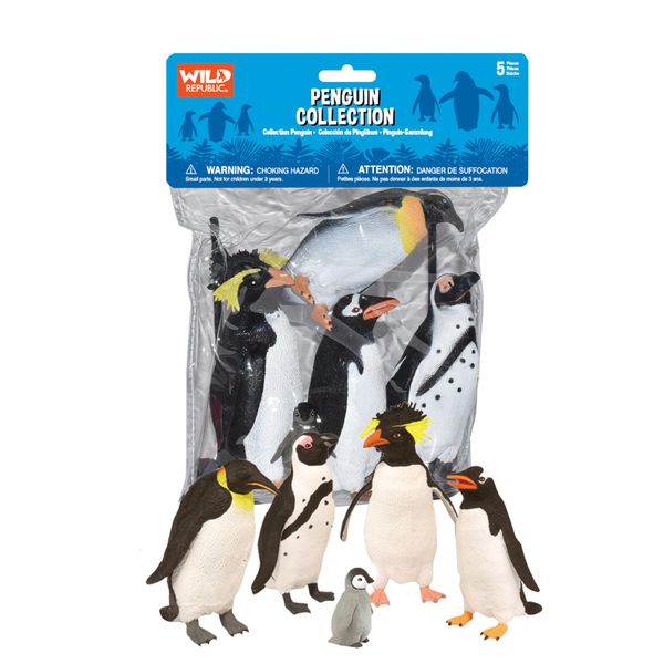 Wild Republic Penguin Polybag, Educational Toys, Kids Gifts, Arctic, Zoo Animals, Penguin Gifts, 5 Piece Set