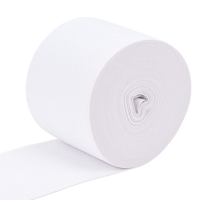 Benecreat Total Length 3.2 ft (8 m) Width 3.1 inches (80 mm), White Flat Rubber, Woven Rubber, Strong, Clothes, Rubber Belt, Replacement Band, For Sewing Handicraft Materials, Handmade