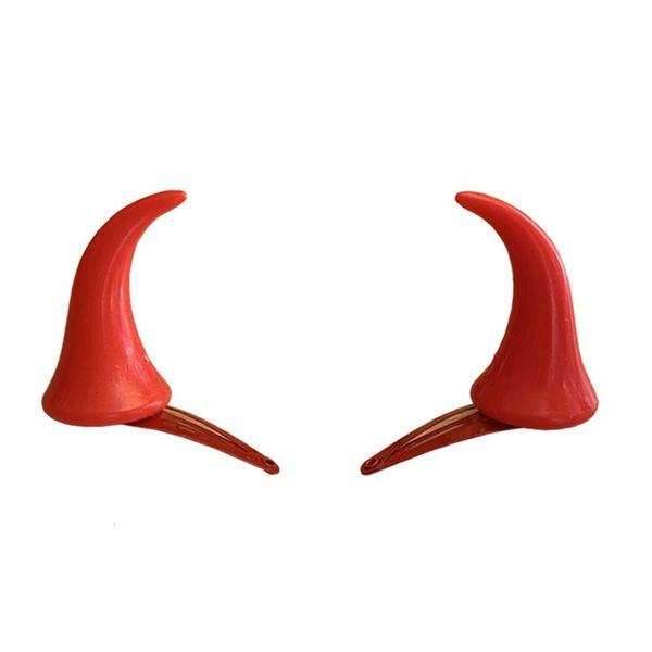 Secaden Devil Horns Hair Clip Halloween Cosplay Costume Headwear Accessories Party Dress Up (Red)