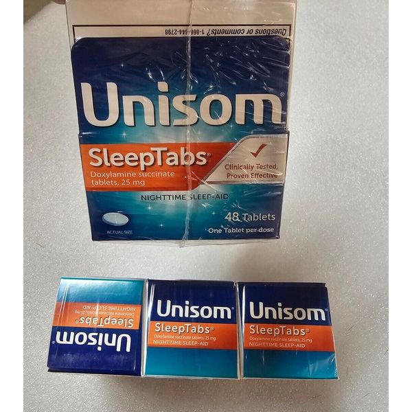 Unisom (3BOXES) Exp 2025 SleepTabs Nighttime Sleep-Aid Tablets 3PK X 48ct