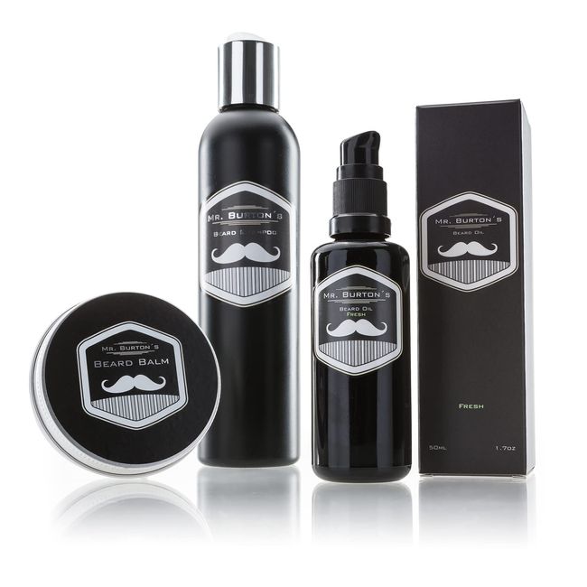Mr. Burton Fresh Beard Care Set 3 Pieces Includes Beard Oil + Balm + Beard Shampoo