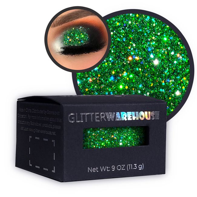 Envy GlitterWarehouse Green Holographic Loose Glitter Powder Great for Eyeshadow/Eye Shadow, Makeup, Body Tattoo, Nail Art and More!