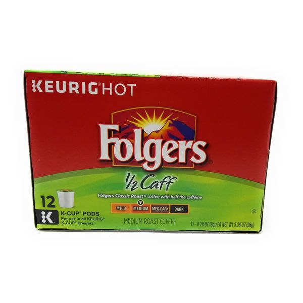 FOLGERS K CUPS Half Caff Ground Coffee K Cup Pods, 12 ct