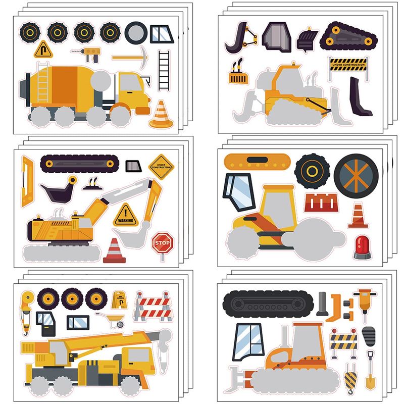 24 Sheets Make Your Own Construction Stickers Make A Face Stickers for ...