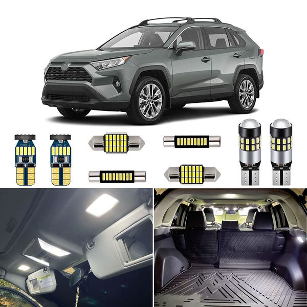 AUTOGINE White LED Interior Lights Kit for Toyota RAV4 2016 2017 2018 2019 2020 2021 2022 Super Bright 6000K Interior LED Lights Bulbs Package + Install Tool