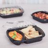 Karat 36oz PP Plastic Microwaveable Black Take Out Box, 2-compartments - 300 pcs
