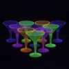 Party Essentials Hard Plastic Two Piece 8-Ounce Martini Glasses, Assorted Neon, 12 Count