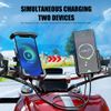 15W Wireless+USB Charging Phone Holder Mount Universal for Motorcycle Handlebar