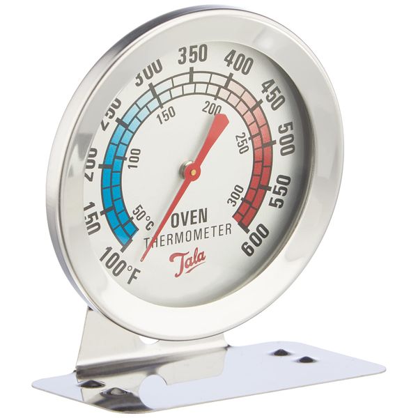 Tala Stainless Steel Oven Thermometer with Celsius and Fahrenheit Colour coded markings, can stand or hang