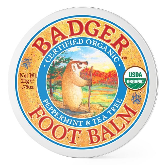 BADGER Foot Balm, Natural & Organic care, For Moisturising, Reviving hard-working Feet 21g