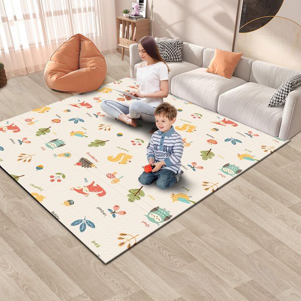 Baby Playpen Mat, 50" × 50“ Baby Play Mat for Floor, Baby Playmat for Playpen, Thick Ultra Soft Playpen Mat for Playing or Crawling, Provides Cushioning, Double-Sided Pattern (0.4" Thick)