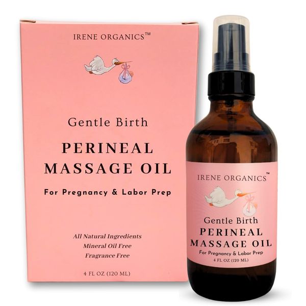 Organic Perineal Massage Oil Spray by Irene Organics for Pregnancy and Postpartum - Prevention for Perineum Tearing, All Natural, Pregnancy Third Trimester Must Haves for Childbirth