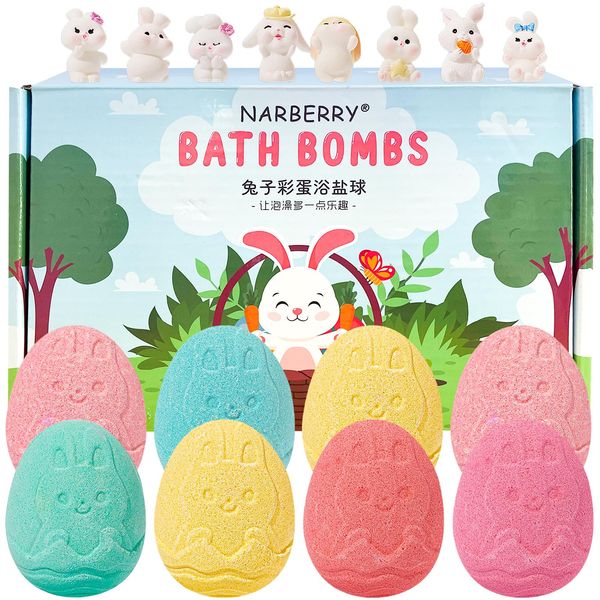 Badebomben für Kinder mit Überraschung Spielzeug,8 Stück Badebomben Kinder,Badebomben Geschenkset,Badekugeln,Natürliche Schaumbad,Ostern Geschenke Geburtstagsgeschenk für Mädchen Jungen