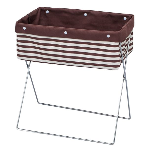 Astro 620-27 Storage Case, Brown, Striped Pattern, Shallow Width 15.7 x Depth 10.2 x Height 17.5 inches (40 x 26 x 44.5 cm), Case Height: Approx. 5.9 inches (15 cm), Magazine Rack, Bag Basket, Laundry Box