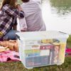 50 L Plastic Lidded Storage Bin, 6 Pack Clear Latching Storage Box with Wheels