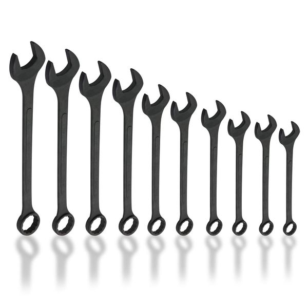 Neiko 03129A Jumbo Combination Wrench Set, 10 Piece | Black Oxide Finish | SAE (1-5/16" - 2")