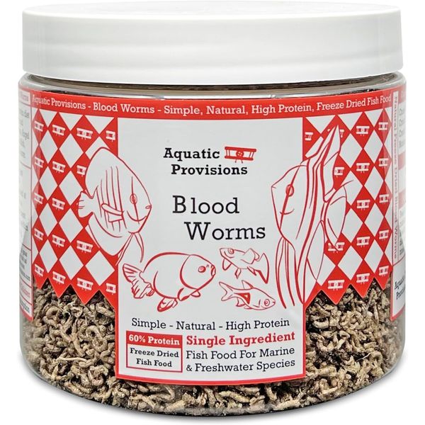 Blood Worms 2.5 oz, Freeze Dried Fish Food for Freshwater and Marine Aquarium