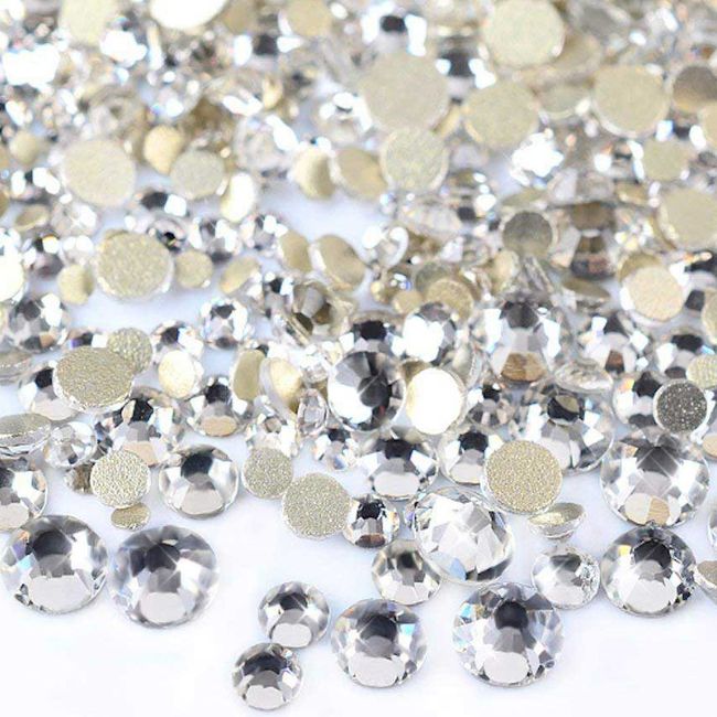 SREGIT Rhinestone Nail Parts, Glittering Glass, Nail Decoration, Large Capacity (SS08/Approx. 2.4mm, Clear)