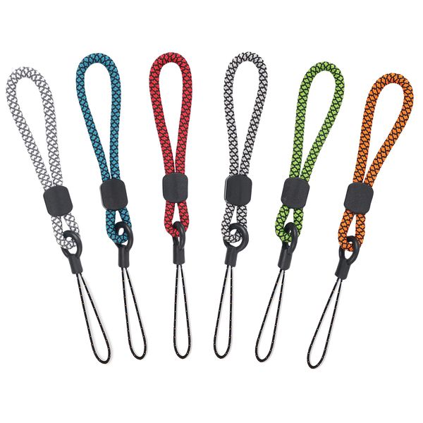 YOUOWO Lanyards Finger small Strap 6 pack Finger Wrist lanyard rope small lanyards for phone Cases keys lanyard short keychain for USB ID Card Badge (6 Colors)