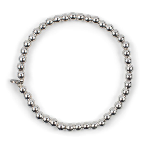 Silver Hematite Bead Bracelet - Silver 4mm