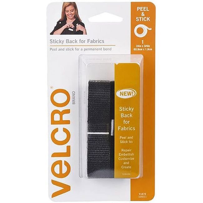 VELCRO Brand Sticky Back for Fabrics | 24" x 3/4" Tape with Adhesive | No Sewing Needed | Cut Strips to Length Permanent Bond to Clothing for Hemming and Closures