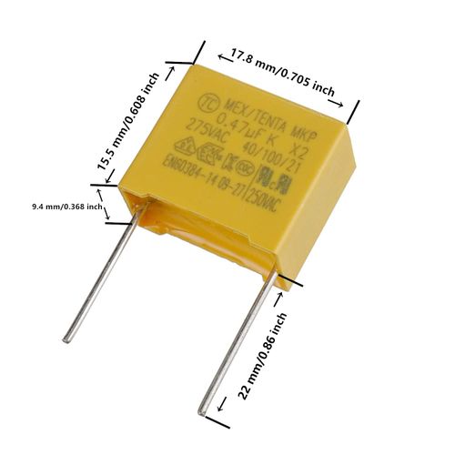 BOJACK 470 nF 0.47uF 470J 275 V Safety Capacitors MEX -X2 MKP Suppression of differential mode interference capacitors(Pack of 20 Pcs)