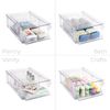 Smart Design Pull-Out Stackable Storage Bin with Removable Dividers - Small - 12.5" D x 8.35" W x 4.13" H - Clear