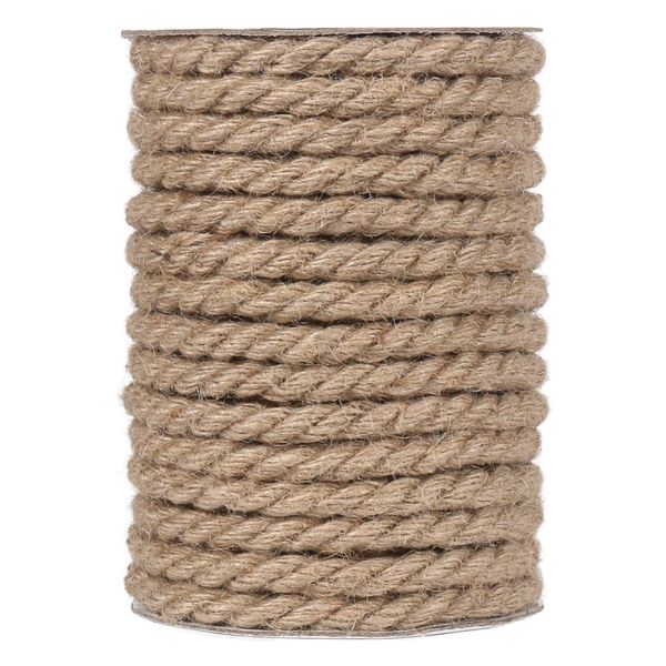 Tenn Well 10mm Jute Rope, 50 Feet 3/8 inch Natural Heavy Duty Twine Rope Decorative Jute Cord for Crafting, Cat Scratch Post, Gardening, Bundling, DIY Projects