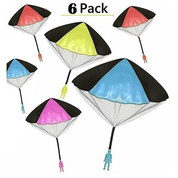 6Pack Tangle Free Throwing Toy Parachute Man with Large 20" Parachutes!