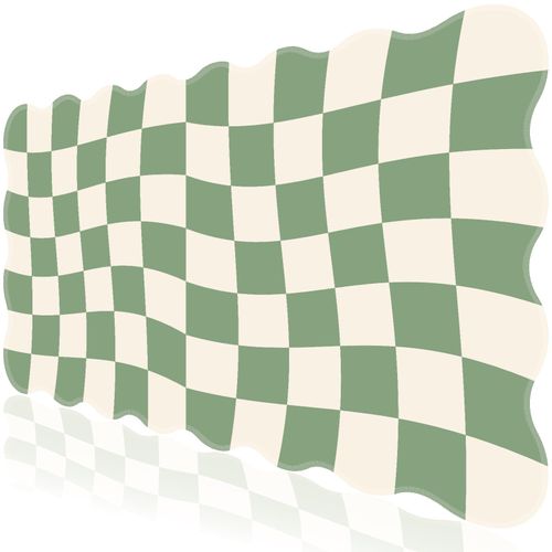 L-SPOUTTO Green Mouse Pad,Geometric Desk Mat XXL Large Scalloped Gaming Mousepad,35.4x15.7in Non-Slip Rubber Base Keyboard Pad Waterproof Desktop Mat for Laptop Computer Game Home Office-Checkered