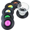 Dr.JIEER 6 Pcs Black Retro CD Record Coasters (6)