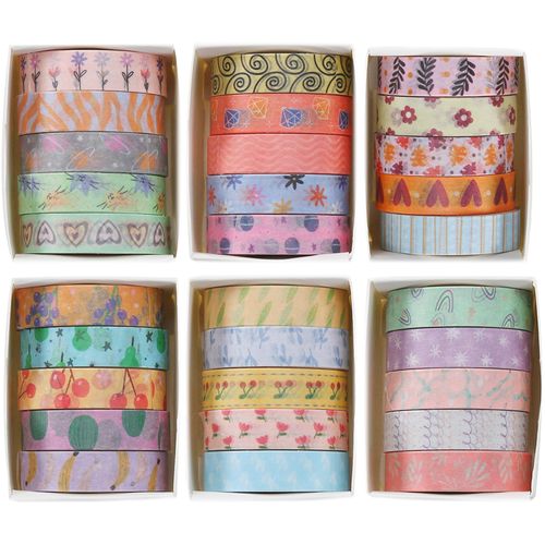 YUBX 30 Rolls Washi Tape Set Creative Basic Thin Decorative Tapes for Art, DIY Crafts, Bullet Journals, Planners, Scrapbooking, Packaging (Sweet Two)