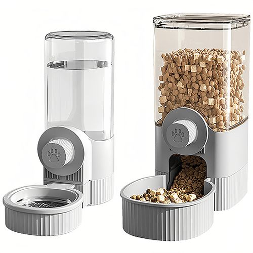 GKYZBB Gray Hanging Automatic Food Water Dispenser,Rabbit Feeder Guinea Pig Water Bottle Food Feeder for Ferret Guinea Pig Rabbit Bunny Cage Accessories