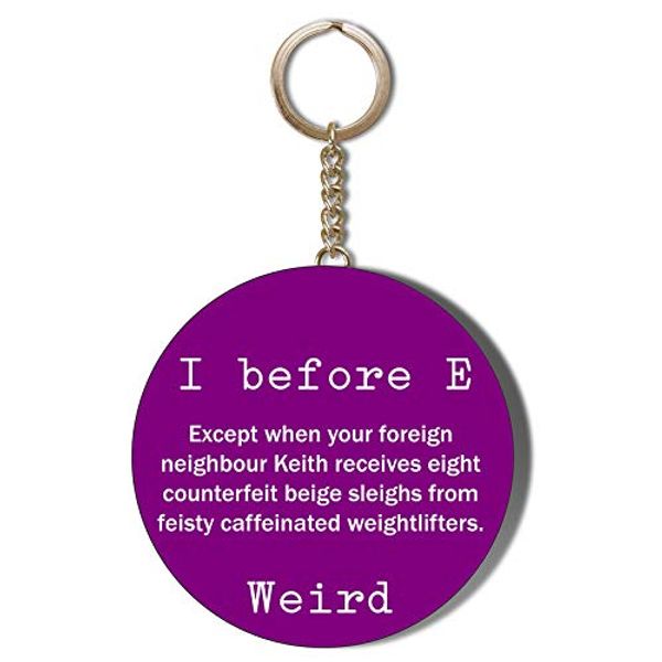 Gift Insanity I BEFORE E EXCEPT - PURPLE BACKGROUND - 58mm CHAIN KEYRING BOTTLE OPENER