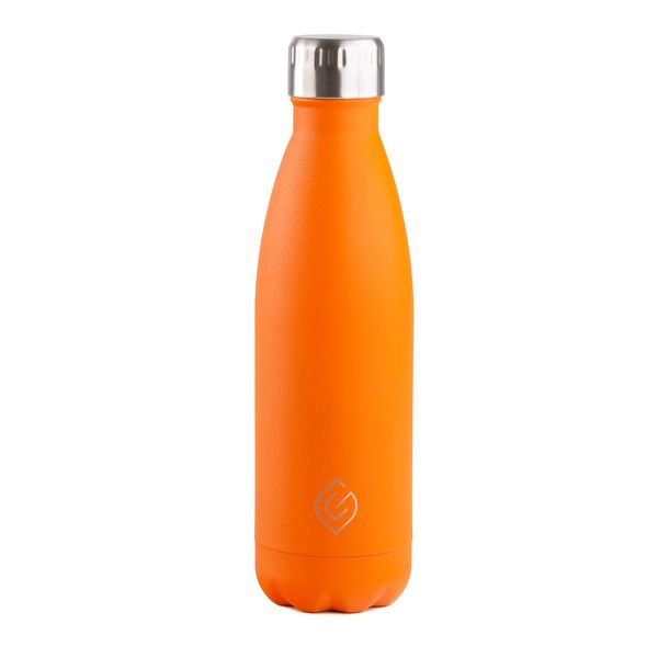 Greenfield Collection 500ml Water Bottle; BPA Free Double Walled Stainless Steel Vacuum Insulated Water Bottles - 12 Hours Temp Controlled - Leakproof Sports Flask Great for Work, Gym, Travel - Orange