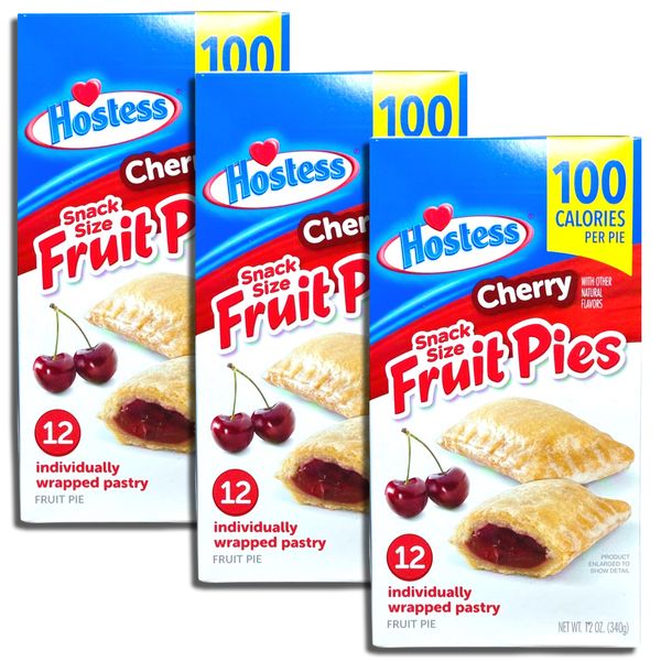 Hostess Snack Size 100 Calorie Mini Fruit Pies | 12 Count Box | Cherry | Pack of