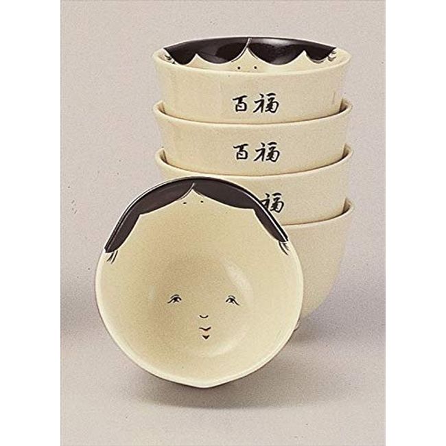 Chautosho Left-za-en Tea Utensil Lucky Pumping Rice Bowl, 5 Shoku, Miyaji Eika (Presentation Box)