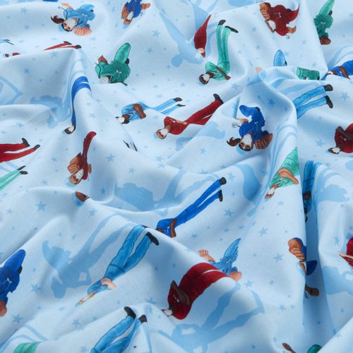 Kaufman Digital Frontline Heroes Flying Superheros Blue, Fabric by the Yard