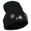 Snowflakes Embroidered Long Beanie - Black OSFM