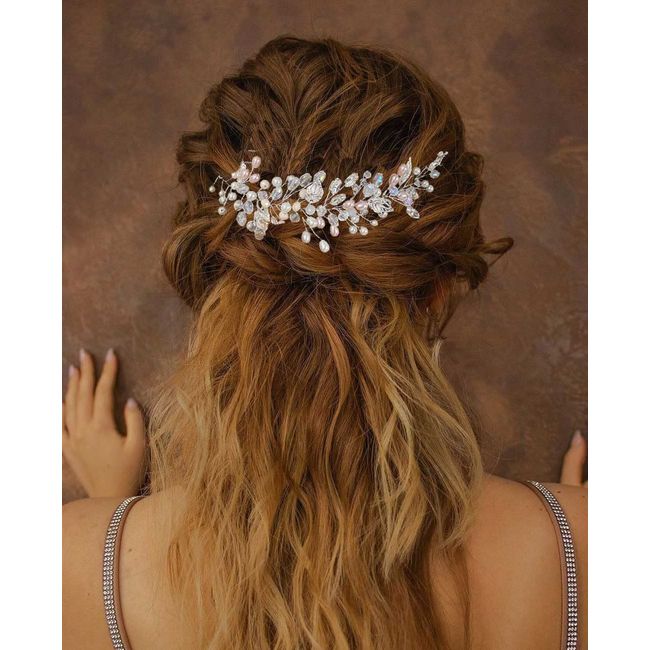 Unicra Braut Hochzeit Haar Rebe Strass Haarschmuck Silber Blatt Braut Stirnband Kopfschmuck für Frauen und Mädchen