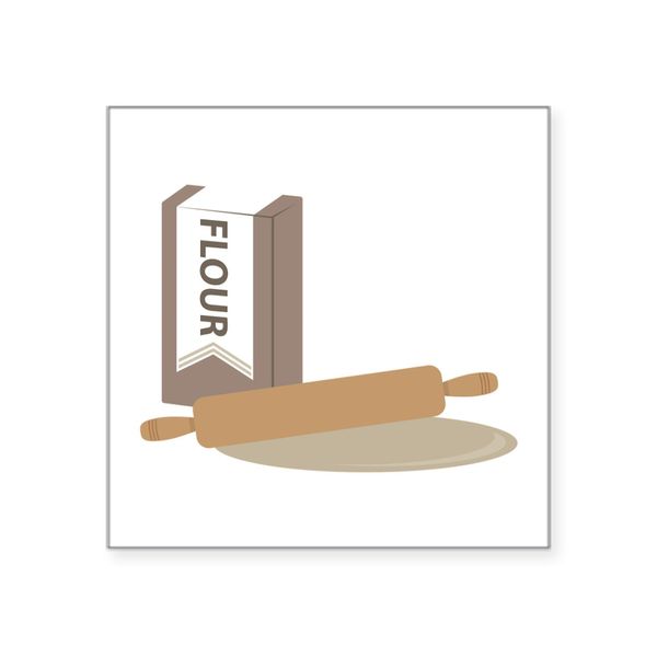 CafePress Rolling Pin & Flour Sticker Square Bumper Sticker Car Decal