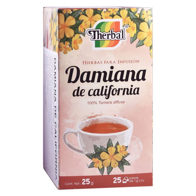 1 Box THERBAL TE DE HIERBAS Damiana 100% Natural 25 Bags PRODUCTO DE Mexico